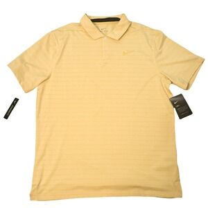 Nike Mens Golf Dri-FIT Polo Shirt Yellow Heather Stripe Large L NEW